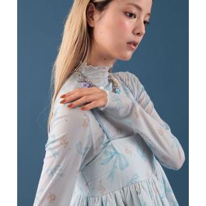 tシャツ リボン フラワー シアー カットソー レディース