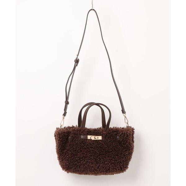 トートバッグ カシュカシュ cachecache / ヒネリ金具付きカーリーファートート レディース