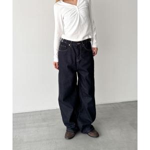 ワイドパンツ ジーンズ デニム デニムパンツ El mar　サイドベルトワイドデニムパンツ 612 レディース