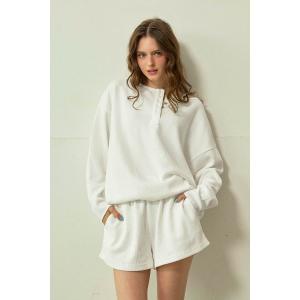 ヘンリーネック tシャツ Waffle Henley Top /ワッフルヘンリーネックトップス レディース