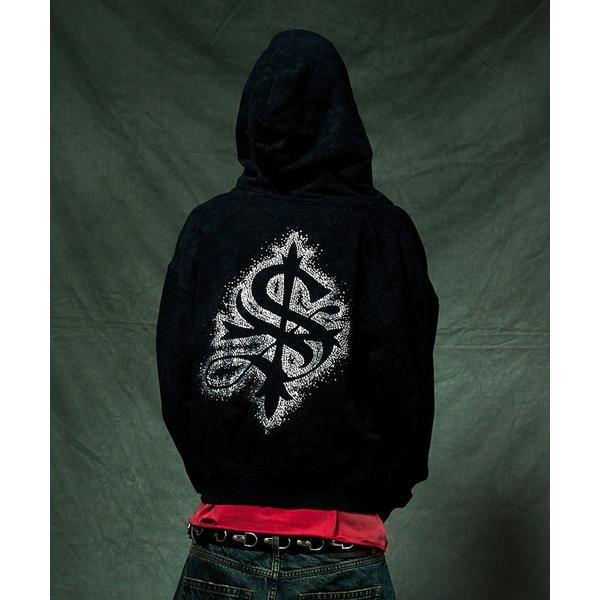 パーカー ジップフーディ｜Spray Cross Rhinestone Zip Hoodie｜SUP...
