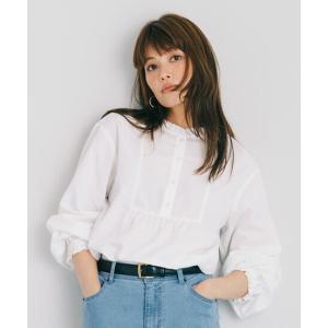 ブラウス シャツ リブ　イン　コンフォート　ちら見せがかわいい　一枚でも着映える端フリルブラウス レディース