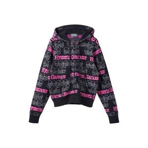 パーカー SKULL STRIPE柄ジャカード パーカー レディース