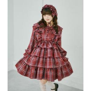 ワンピース 「クティールとレトロ」フリルリボンチェックティアードミニワンピース