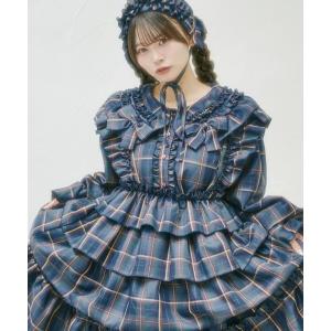 「クティールとレトロ」チェックフリルエプロン レディース