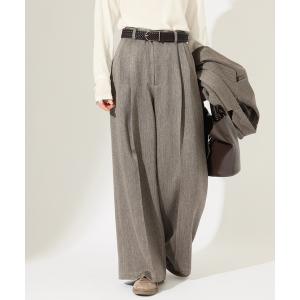 ワイドパンツ パンツ SATIN TWEED ワイドパンツ レディース