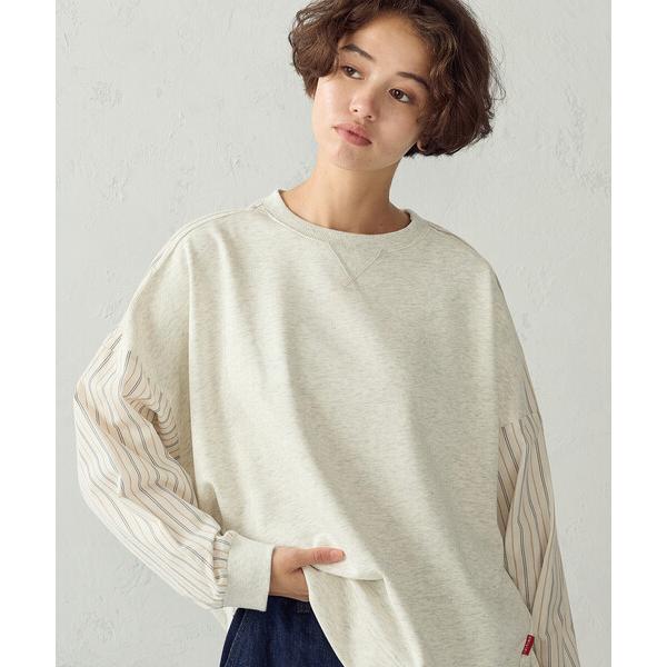 tシャツ 裏毛ストライププルオーバー レディース