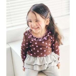 tシャツ 「リンク」ワッフルアソート襟フリル長袖Tシャツ キッズ 子供服 女の子