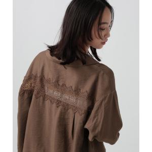 ブラウス シャツ レースコンビロングスリーブシャツ レディース