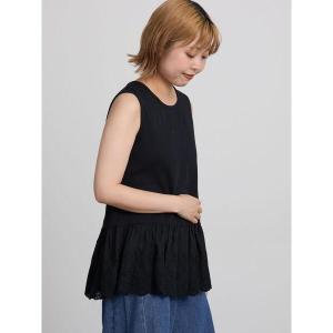 tシャツ 裾レーステレコノースリーブインナー レディース