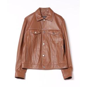 コート ジャケット トップステッチ レザー トラッカー ジャケット メンズ