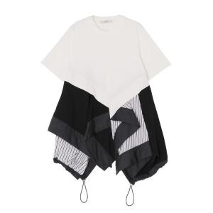 tシャツ 半袖 「UN3D./アンスリード」ORIGAMI DOCKING T-SH/折り紙ドッキングTシャツ レディース