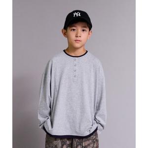 ヘンリーネック tシャツ 「90-160cm」「綿100%」レイヤード 長袖 Tシャツ「PAIRMANON STREET」 キッズ 子供服 男の子 女の子