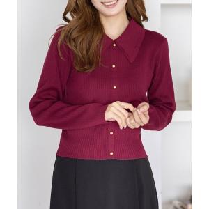 ニット セーター ダブルカラー長袖ニットトップス「骨格ストレート／クラシカル／上品」 レディース