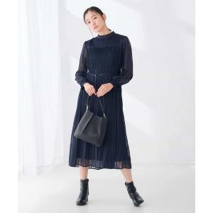 ワンピース 「洗える」ラメ プリーツ ワンピース
