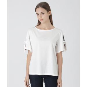 tシャツ 半袖 リボンスリーブカットソー レディース