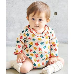 ベビー服 ロンパース 「リンク」ワッフルアソート襟フリルボディースーツ