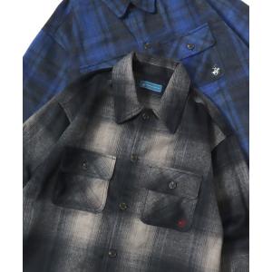 シャツ BEVERLY HILLS POLO CLUB/ビバリーヒルズポロクラブ オーバーサイズ シャギーチェック ロゴ ワンポイント刺繍 CPO レギュラーカラーシャツ/長袖シ…
