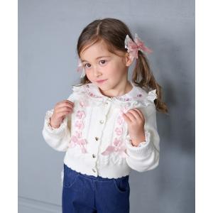 カーディガン coeur a coeur レースアップリボンニットカーディガン キッズ 子供服 女の子