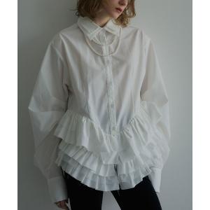ブラウス シャツ 「ノンアイロンシリーズ」ボリュームチュチュペプラムブラウス / No-Iron Voluminous Tutu Peplum Blouse レディース