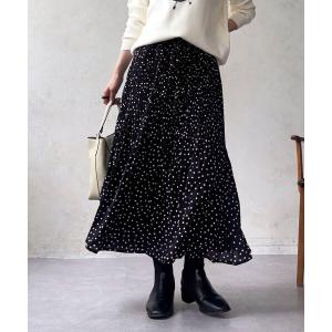 ロング スカート プリーツドットスカート