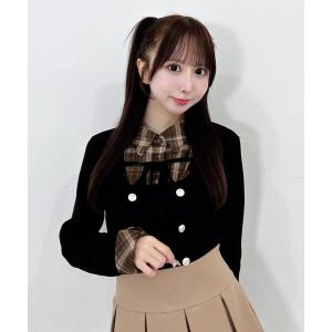 ニット セーター ゴールドダブルボタンシャツドッキングニット レディース