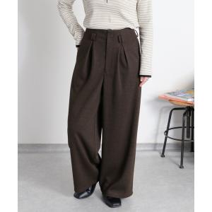 ワイドパンツ パンツ 「セットアップ対応」ヘリンボーンイージーワイドトラウザー レディース