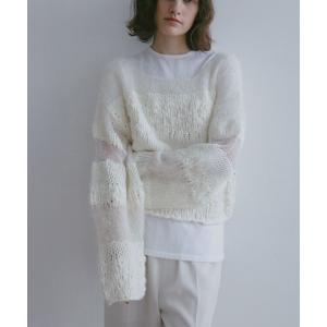 ニット セーター ヘアリーミックスニットプルオーバー レディース