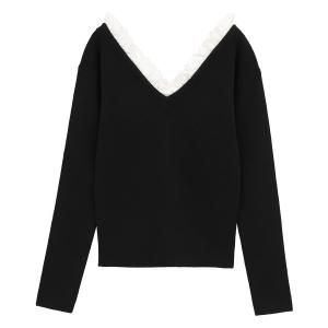 ニット セーター 「CLANE/クラネ」2WAY FRILL V NECK KNIT TOPS/２WAYフリルVネックニットトップス レディース