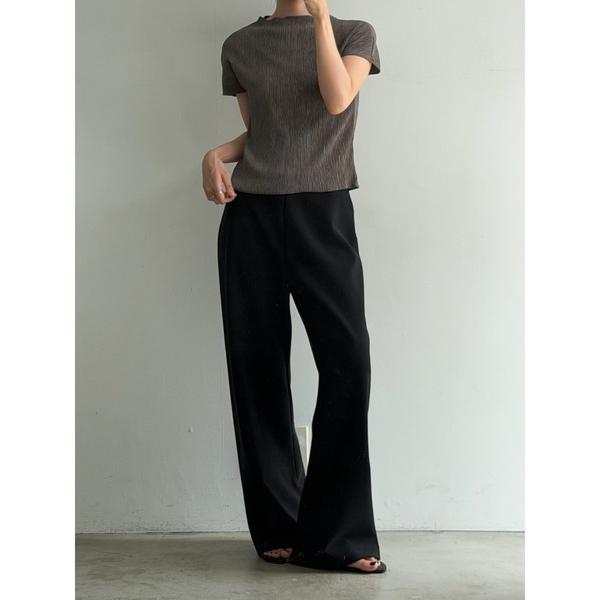 tシャツ mock neck pleated crinkle top レディース