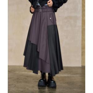 ロング スカート ハイショクレイヤープリーツスカート(HARE)