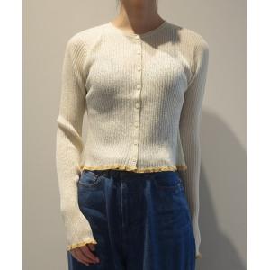 ニット セーター CLANE CONTRAST TRIM SHEER KNIT CARDIGAN レディース