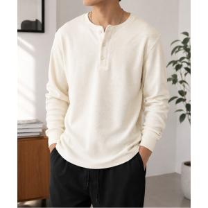 ヘンリーネック tシャツ 「Bls」 「ZM」「Bling Leads」サーマルワッフル ヘンリーネック長袖TEE(BL) メンズ レディース
