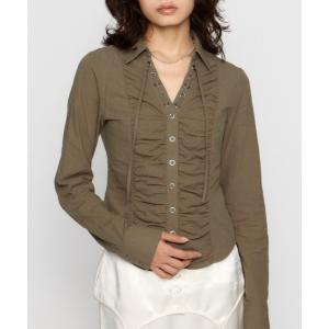 ブラウス シャツ V  NECK GATHER シャツ レディース