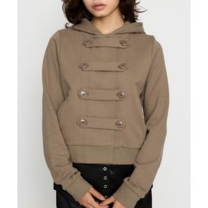 パーカー DOUBLE BUTTON フーディ レディース