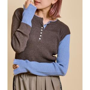 ニット セーター 「洗えるニット」バイカラー2WAYヘイリーネックニット レディース