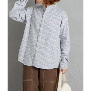 ブラウス シャツ 「DANTON/ダントン」 バンドカラー ブラッシュドツイル チェックシャツ レディース メンズ