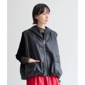 ベスト ジレ ヴィーガンレザーバルーンベスト レディース