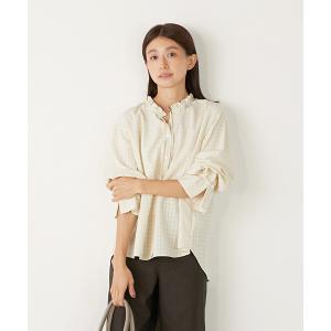ブラウス シャツ 「シャドーギンガムフリルブラウス」 レディース