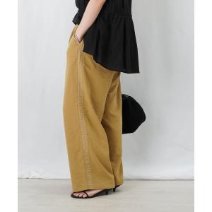ワイドパンツ パンツ LC/LLL プリーツスタッズ飾りワイドパンツ レディース