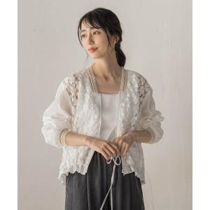 ブルゾン アウター フラワー刺繍レースブルゾン レディース