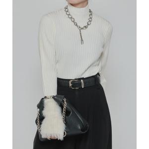 タートルネック ニット セーター 袖フェザーリブタートルニット 26aw レディース