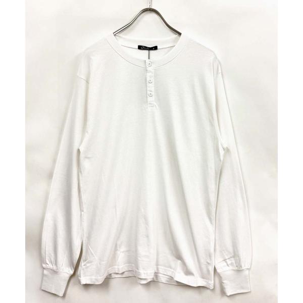 ヘンリーネック tシャツ ヘンリーネック リラックスロンT 無地 長袖Tシャツ メンズ