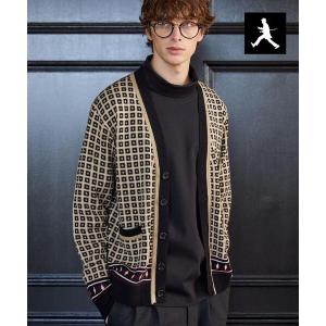 カーディガン 「BOWLER HAT LABEL」ジオメトリック柄カーディガン メンズ