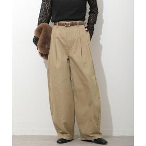 ワイドパンツ パンツ 2タックバレルレッグコットンパンツ レディース