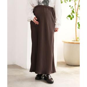 マタニティ 「産前・産後対応」マタニティ／ストレッチサテンフレアスカート　1049221