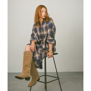 ワンピース 「選べる着丈♪」チェックシャツワンピース