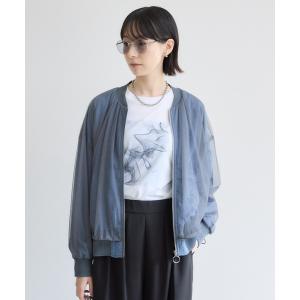 ブルゾン アウター 33℃ テンセルデニムチュールレイヤード ドロストブルゾン レディース