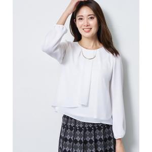 ブラウス シャツ 「SS-4Lサイズ／通勤／セレモニー」クルーネック シフォンブラウス レディース