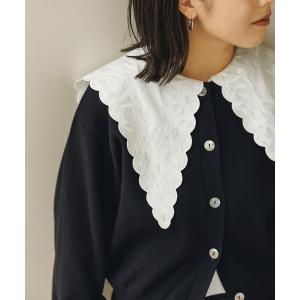 カーディガン エンブロイダリーカラーカーディガン/付け襟 レディース